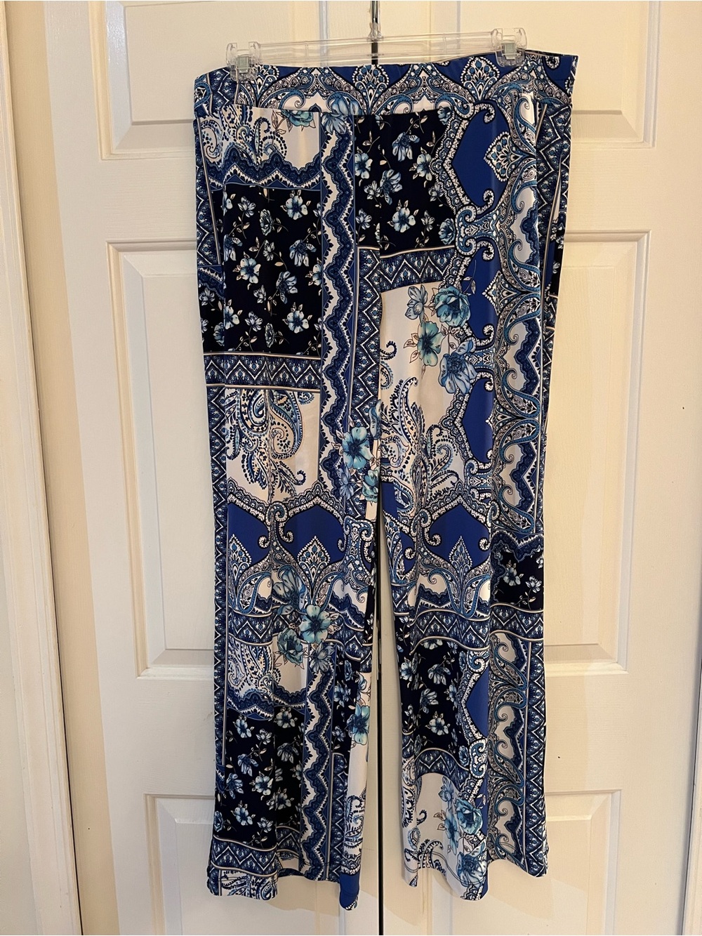 Boston Proper Blue Paisley Patchwork Wide-Leg Pants Size XL - Picture 3 of 8